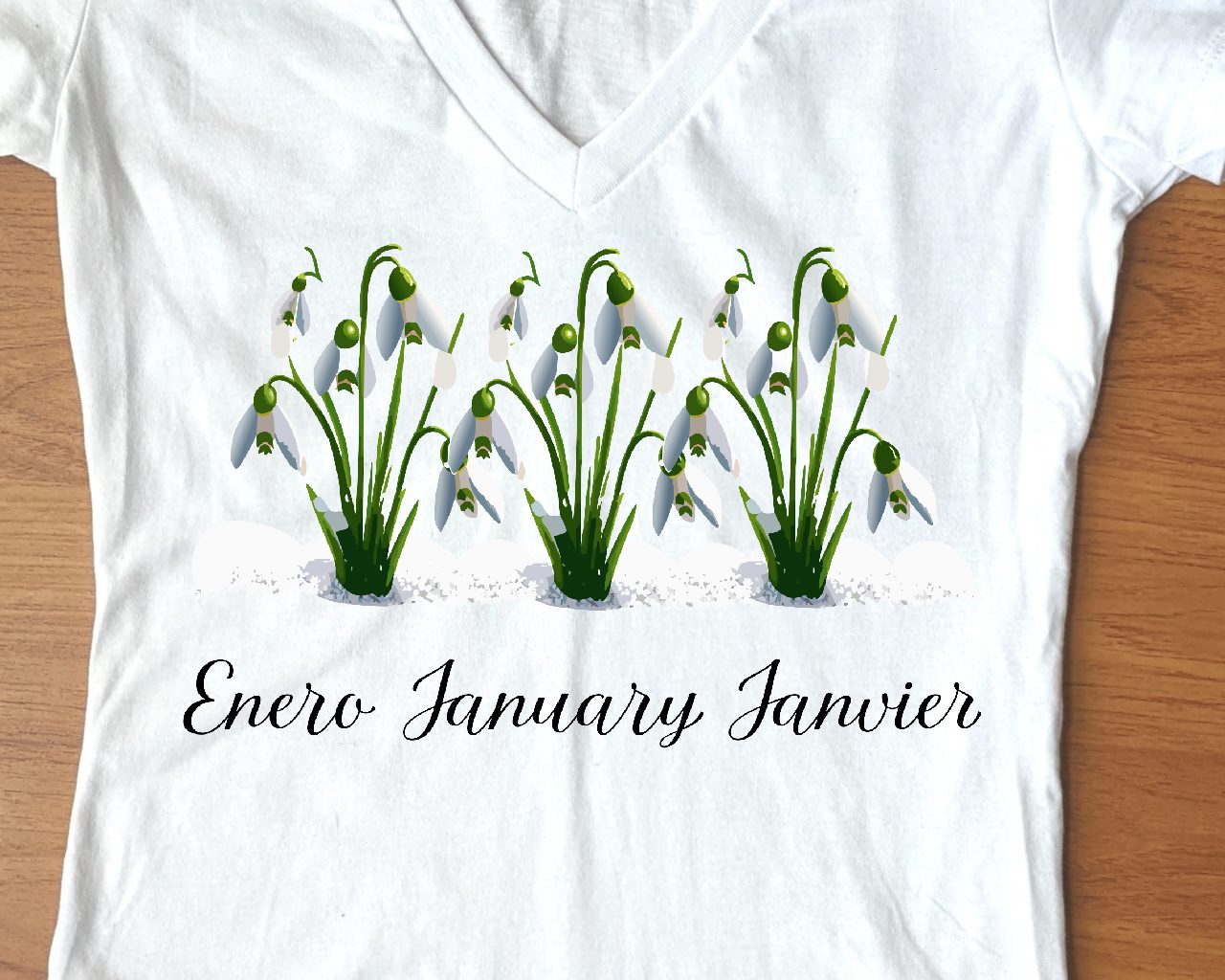 Flirty Women Tee January Birthday Flower Snowdrops