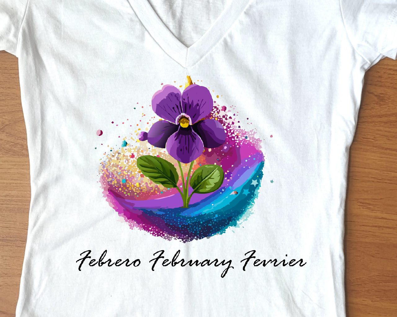 Flirty Woman Tee February Birthday Flower Violet