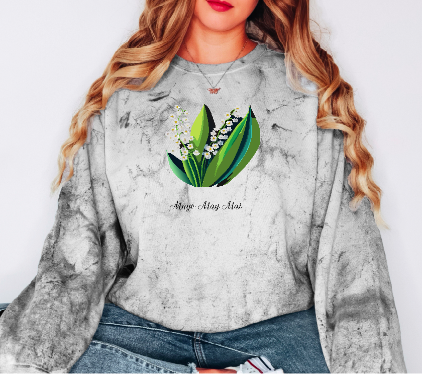 Comfy Cozy Floral Sweatshirt May Birthday Flower Lilly of the Valley