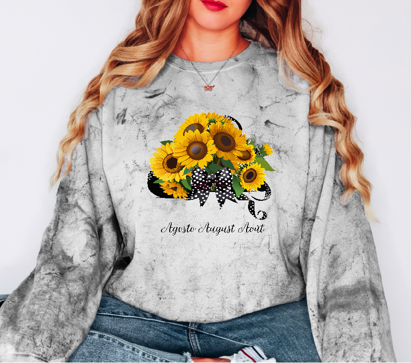 Comfy Cozy August Summer Flower Sweatshirt Sunflowers