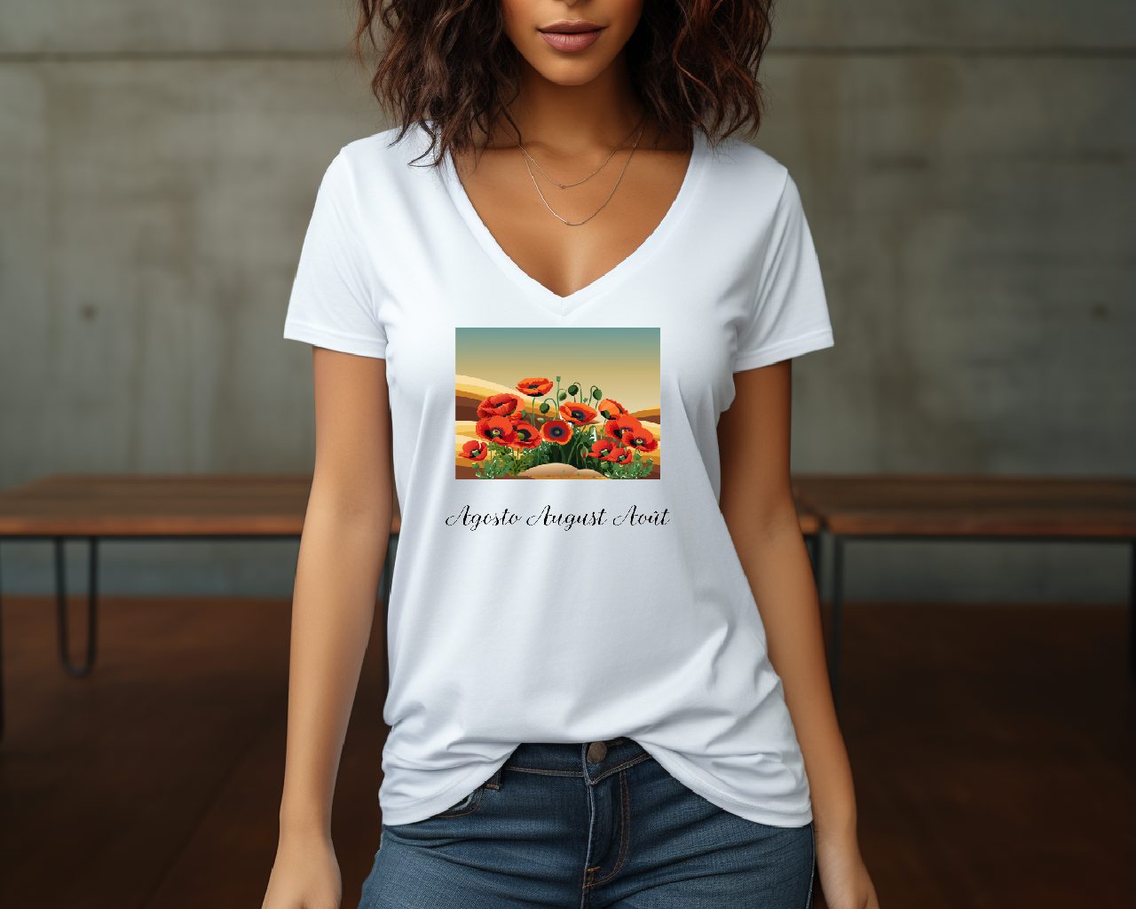 Flirty Women Tee August Birthday Flower Poppy
