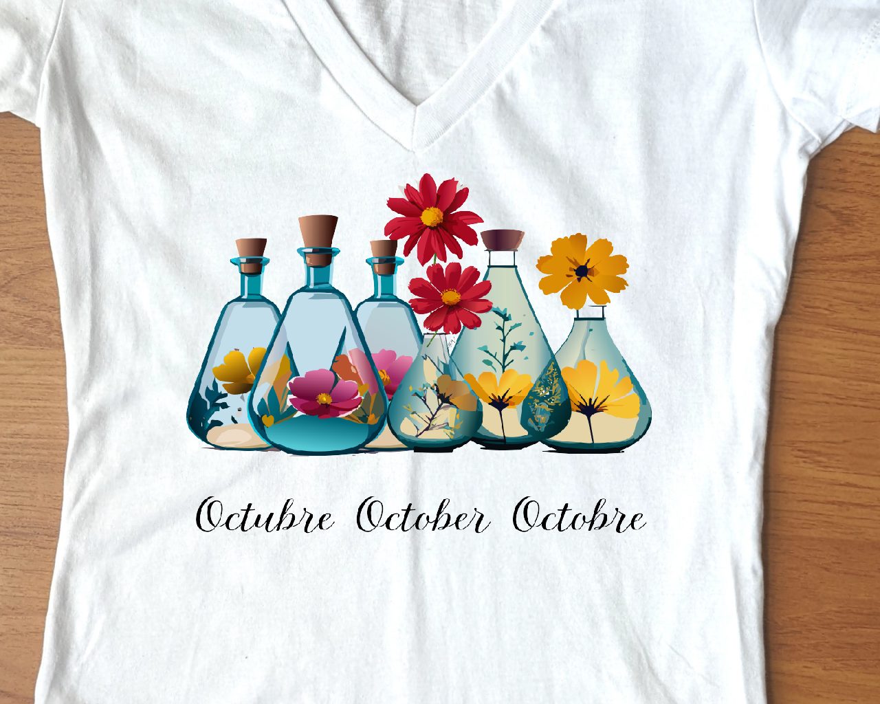 Flirty Women Tee October Birthday Flower Cosmos