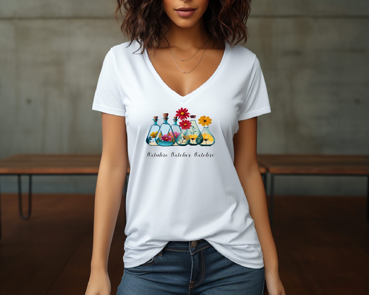 Flirty Women Tee October Birthday Flower Cosmos