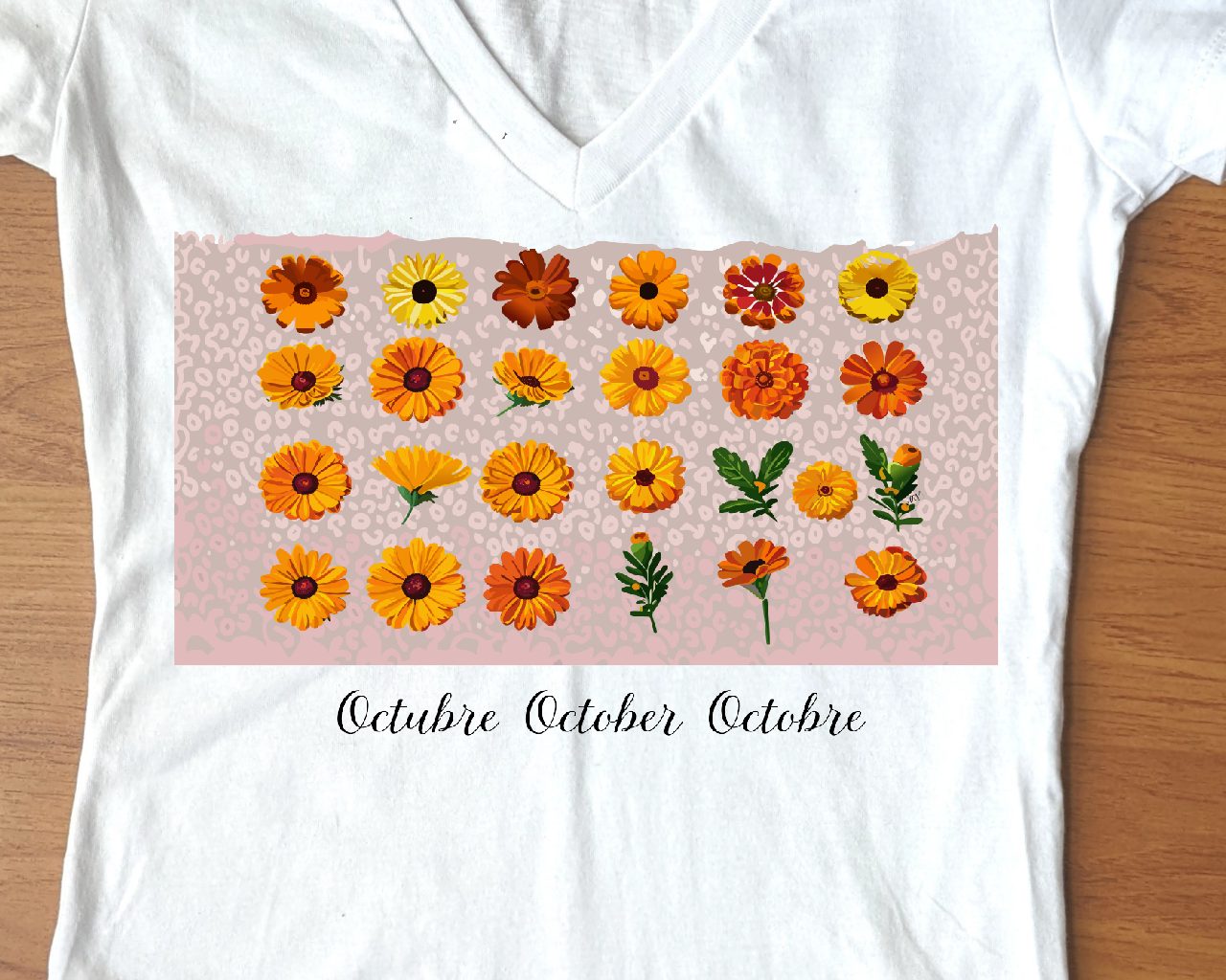 Flirty Women Tee October Birthday Flower Marigolds
