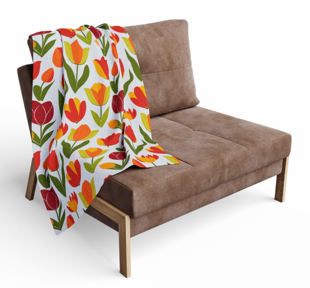 Arctic Fleece Blanket with Cozy Tulip Festival Design