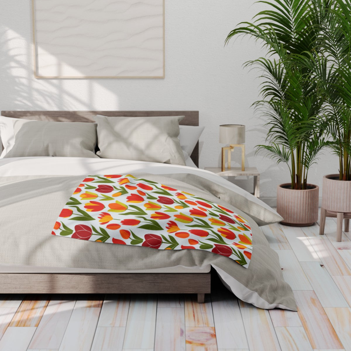 Arctic Fleece Blanket with Cozy Tulip Festival Design