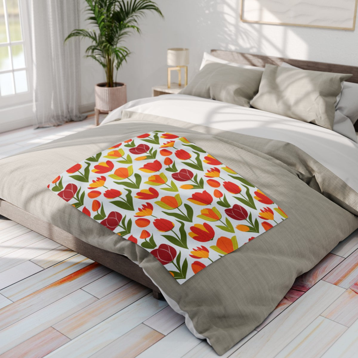 Arctic Fleece Blanket with Cozy Tulip Festival Design