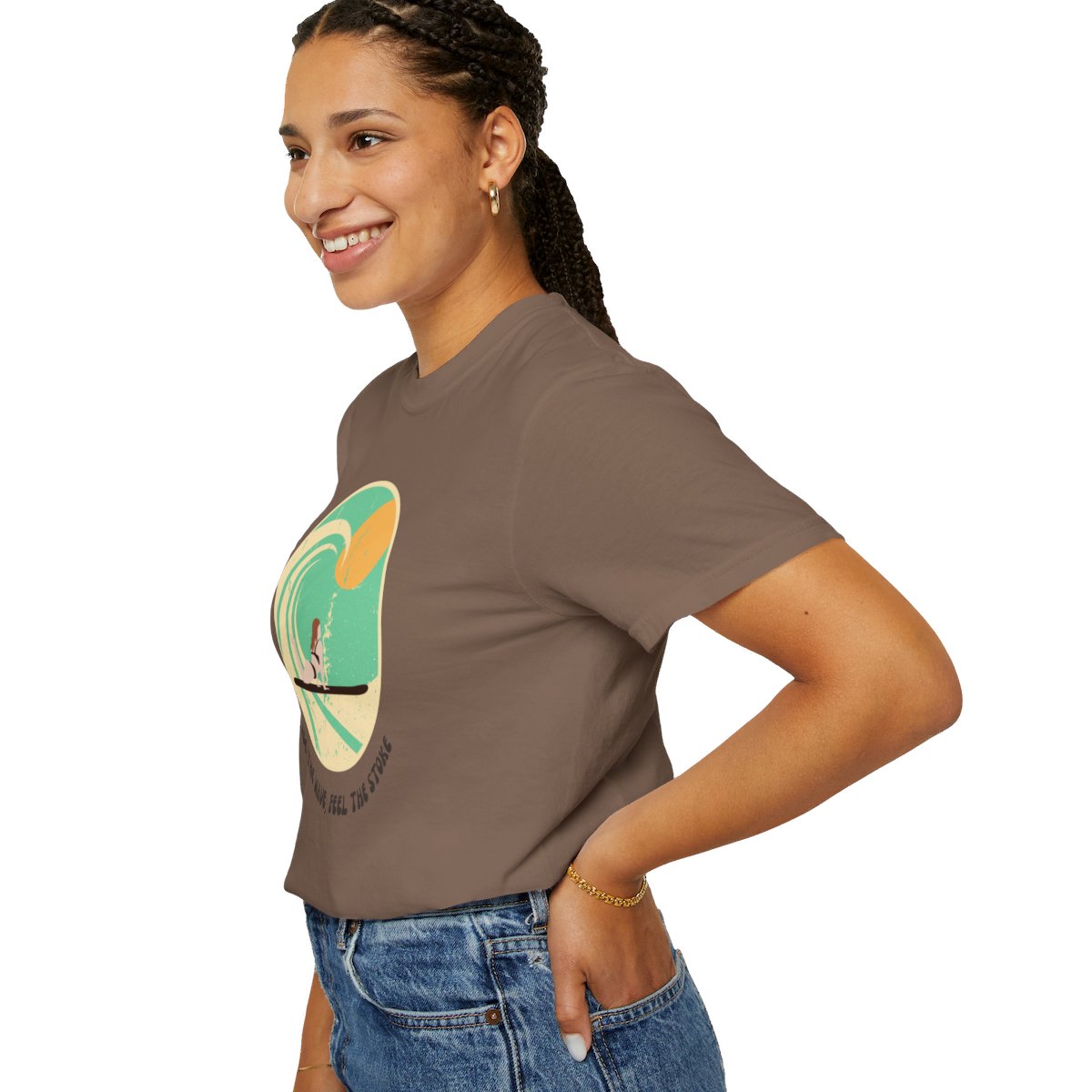 Stylish Surfer Themed T-shirt Featuring Riding Girl with Catchy Phrase
