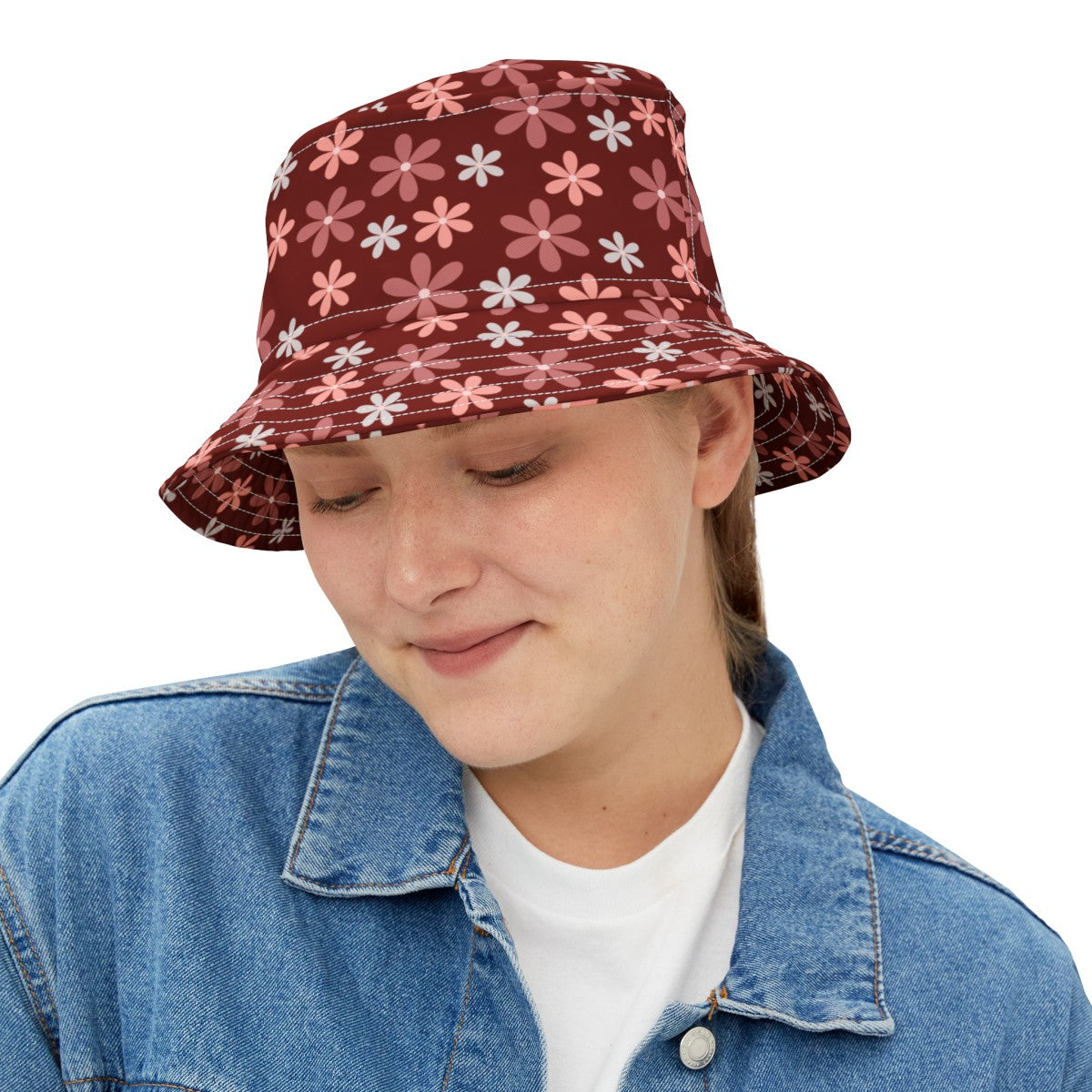 Stylish Bucket Hat with Fun Daisy Pattern Design
