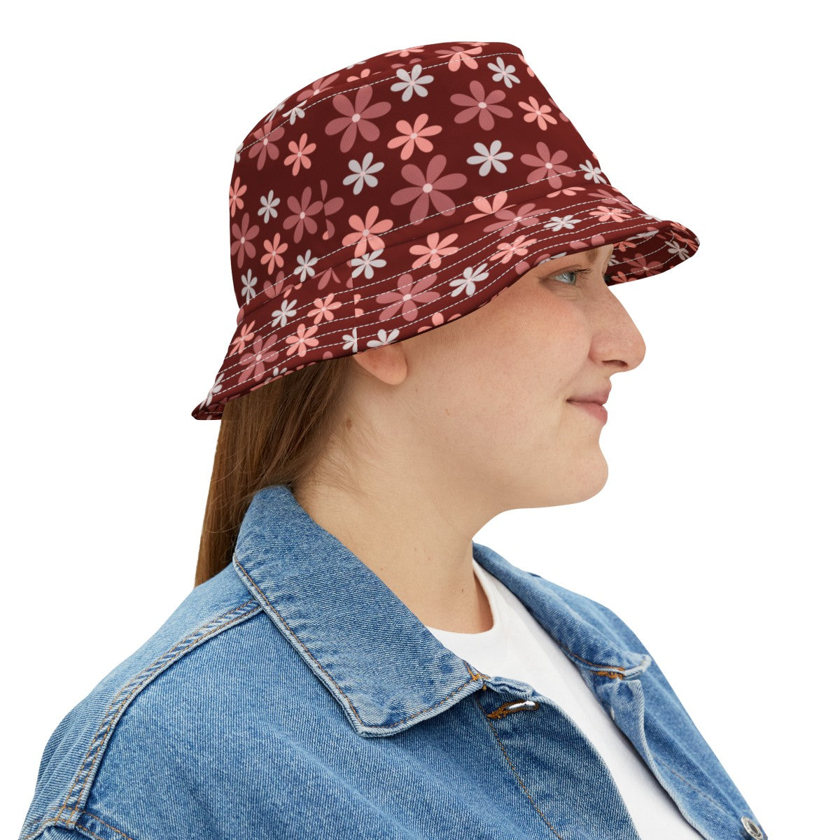 Stylish Bucket Hat with Fun Daisy Pattern Design