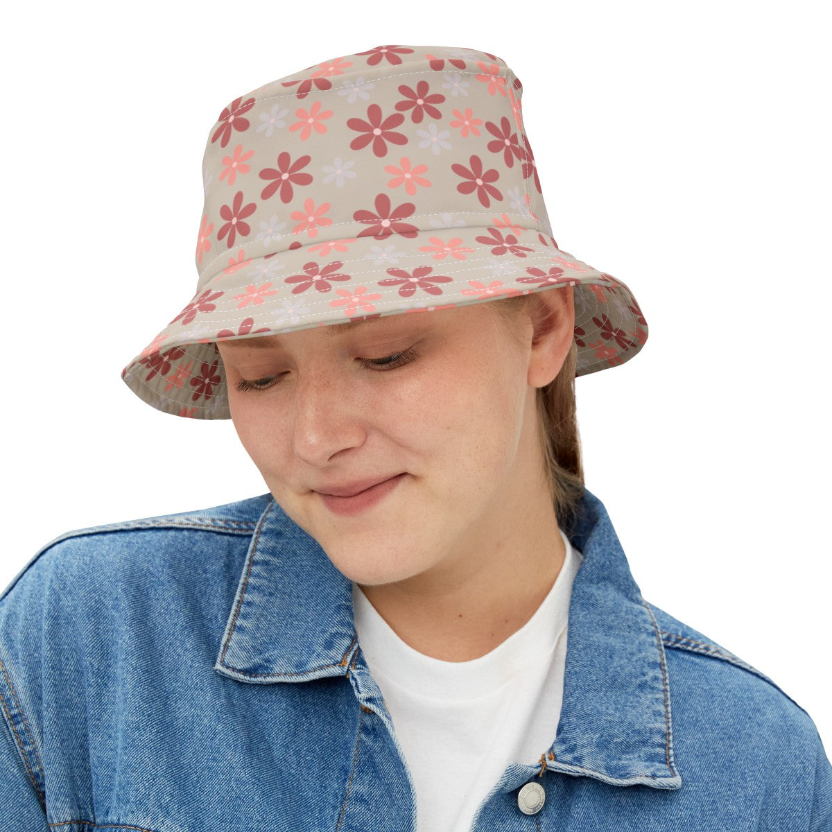 Stylish Bucket Hat with Chic Fun Daisy Pattern Design
