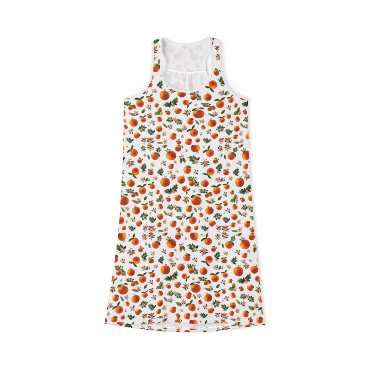 Blossoming Oranges Racerback Dress in White