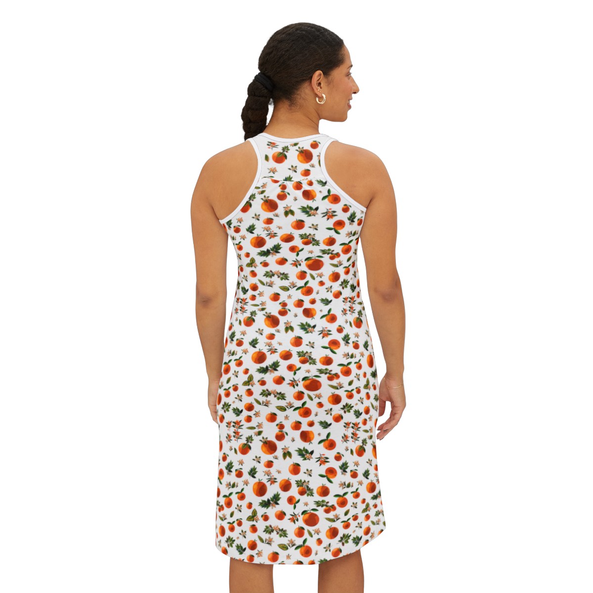 Blossoming Oranges Racerback Dress in White