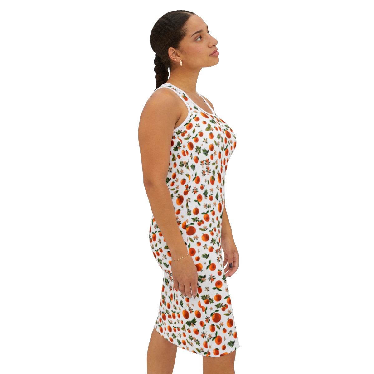 Blossoming Oranges Racerback Dress in White