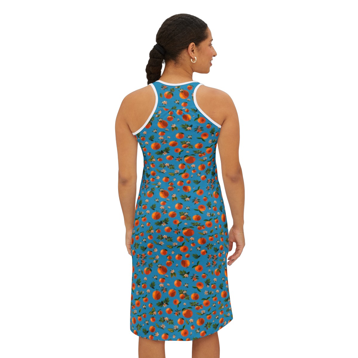 Blossoming Oranges Racerback Dress in Turquoise
