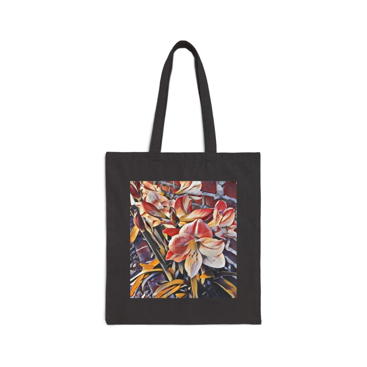 Chic Floral Carryall Tote - Retro Amaryllis Stonewall Sustainable Cotton Canvas
