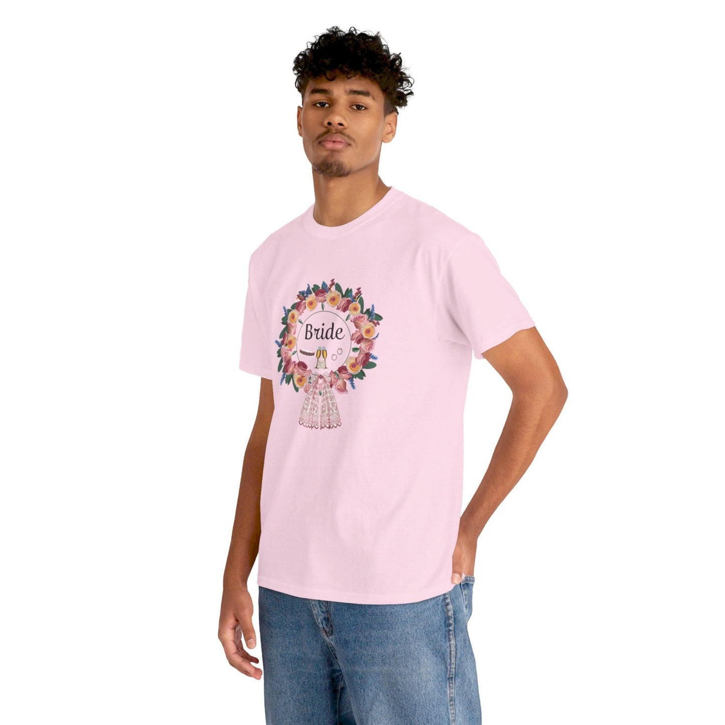 Bride Floral Wreath Heavy Cotton Bachelorette Party Tee