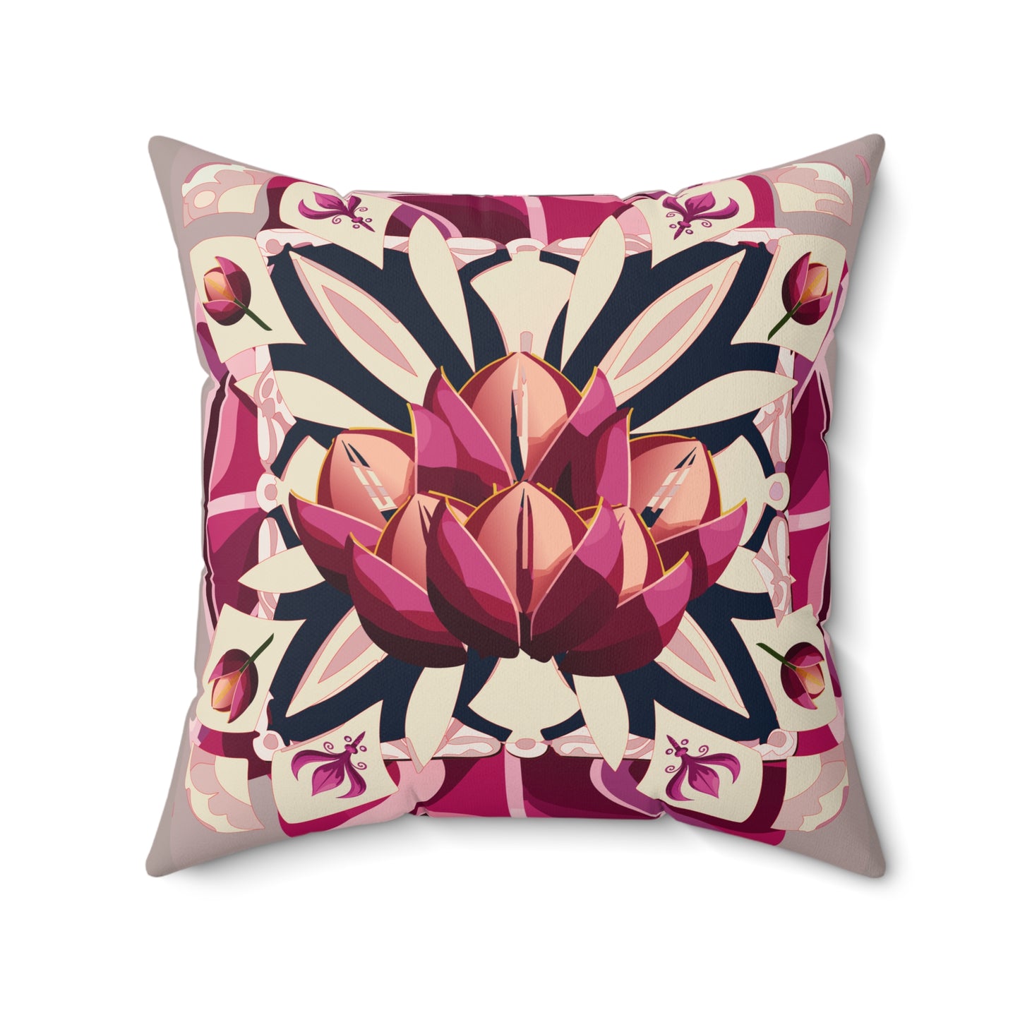 Berry Tulip Faux Suede Square Pillow