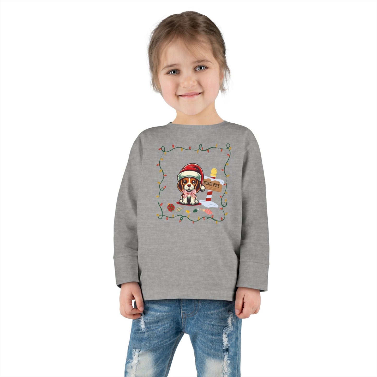 Toddler North Pole Beagle Long Sleeve Tee