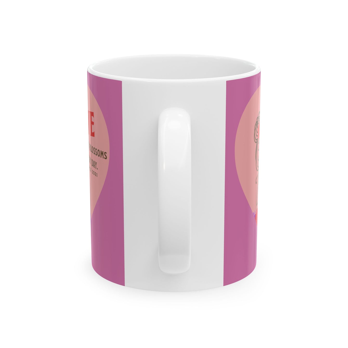 Blossoming Love Collection Ceramic Mug in Pink, (11oz, 15oz)