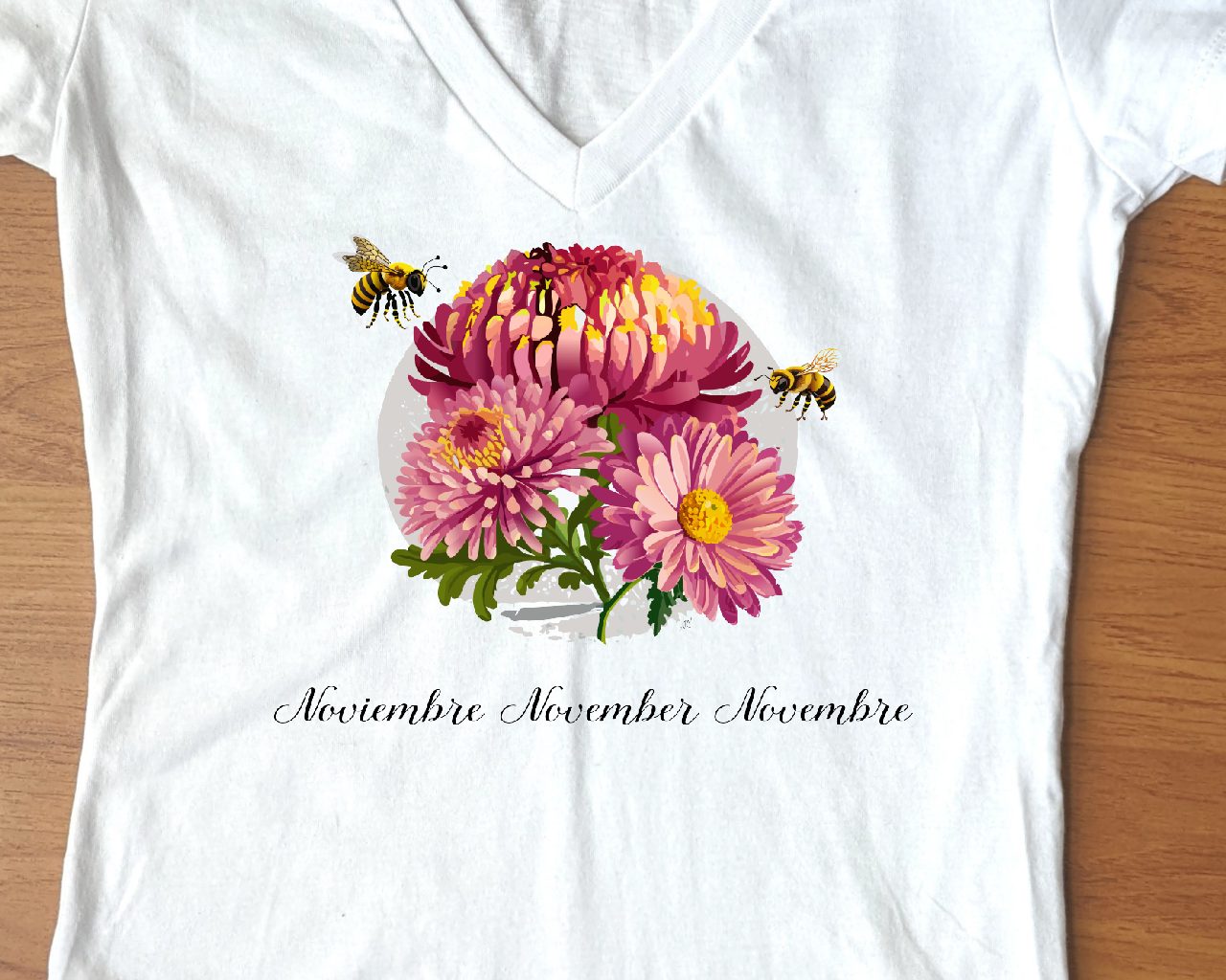 Flirty Women Tee November Birthday Flower Chrysanthemums