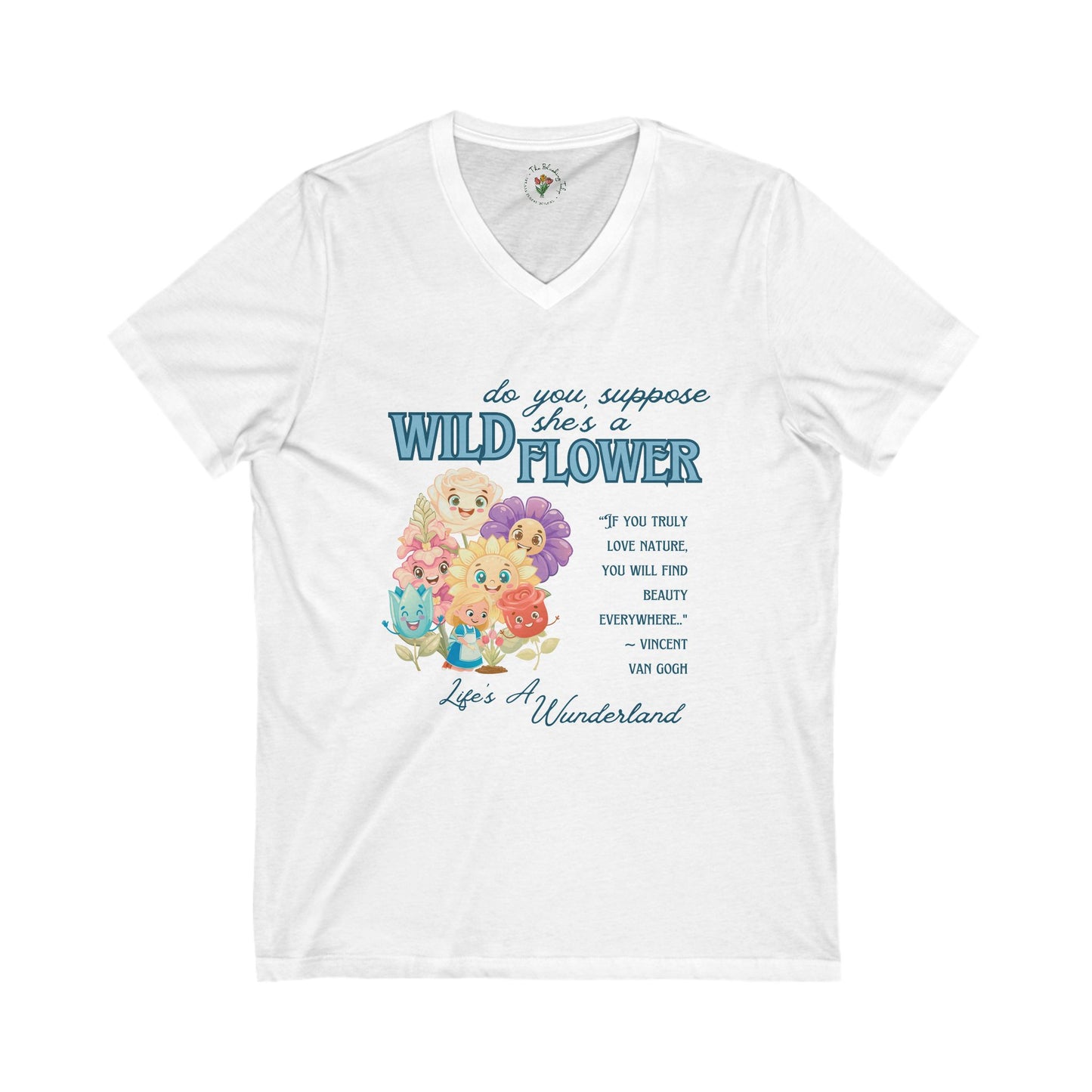 Wildflower Wonderland Inspired V-Neck Tee - Cute Floral Graphic T-Shirt for Nature Lovers