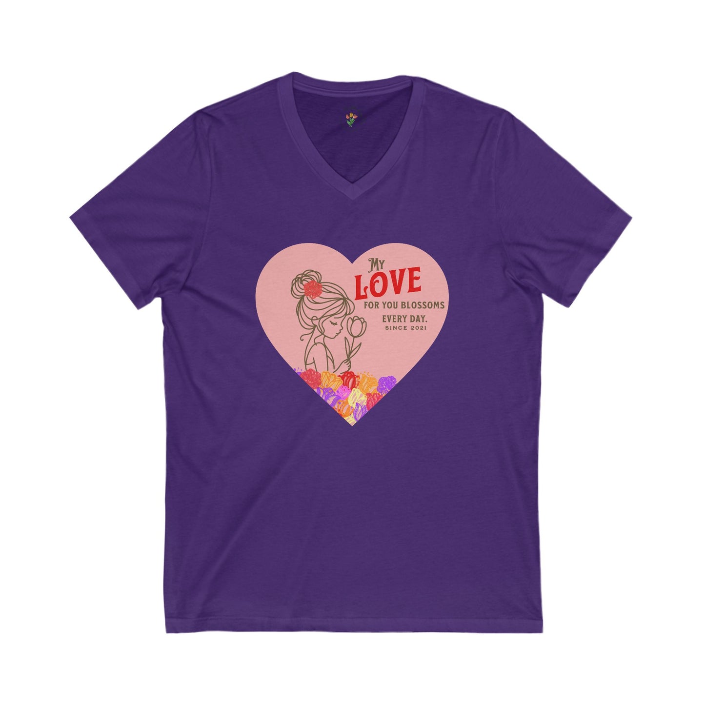 Blossoming Love Short Sleeve V-Neck Tee