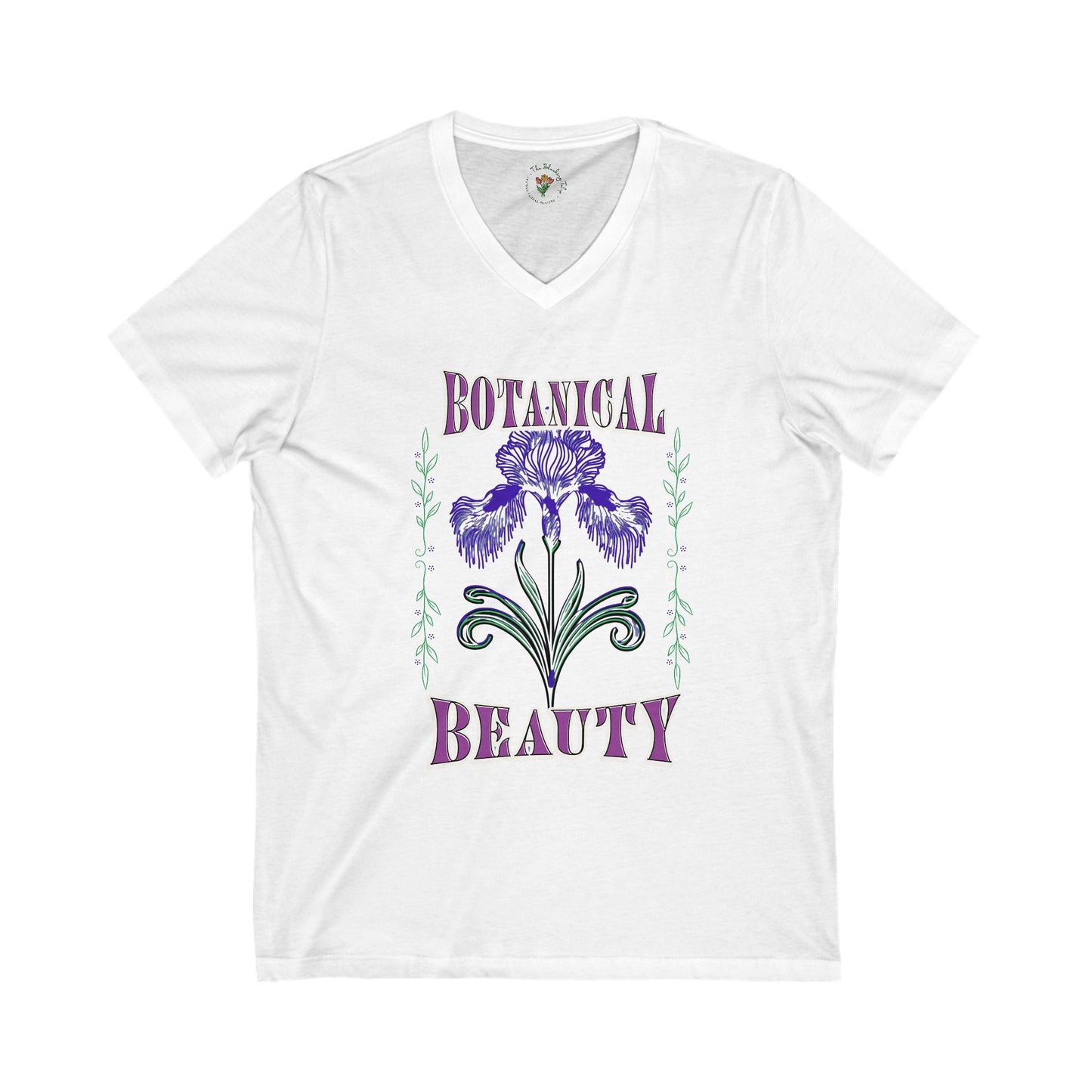 Botanical Beauty Vintage Inspired Jersey Short Sleeve V-Neck Tee