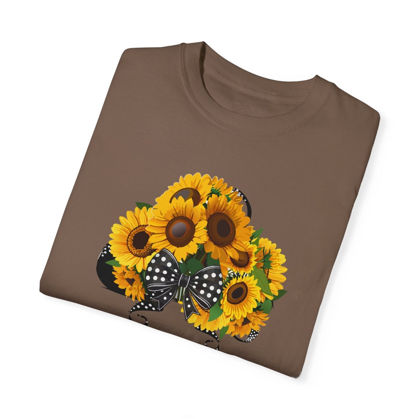 August Inspired Floral T-Shirt Featuring Sunflowers Bouquet