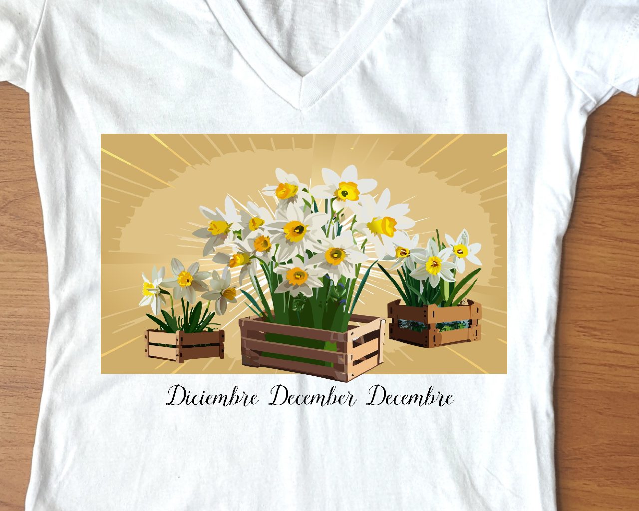 Flirty Women Tee December Birthday Flower Narcissus