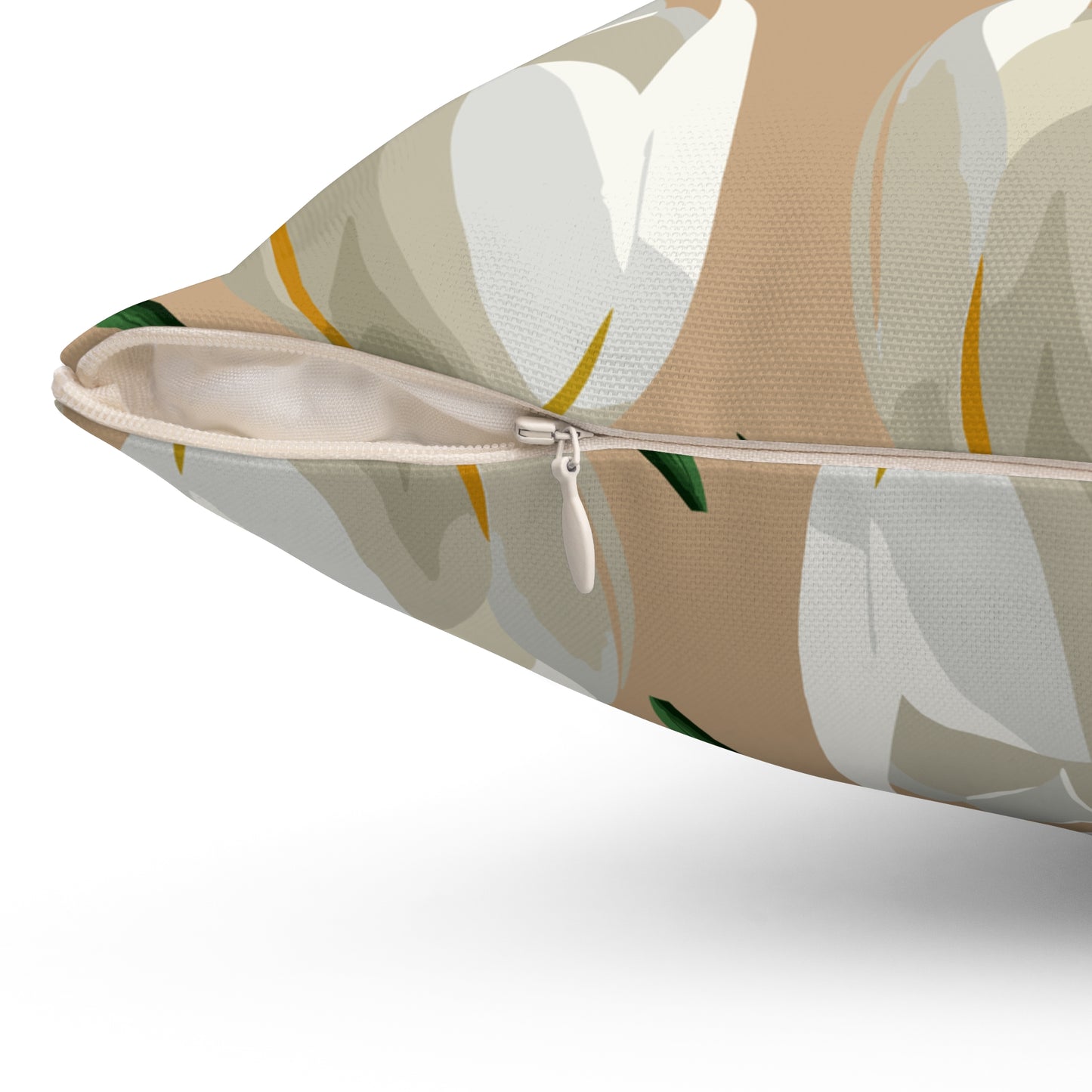 White Tulips and Sand Spun Polyester Square Pillow