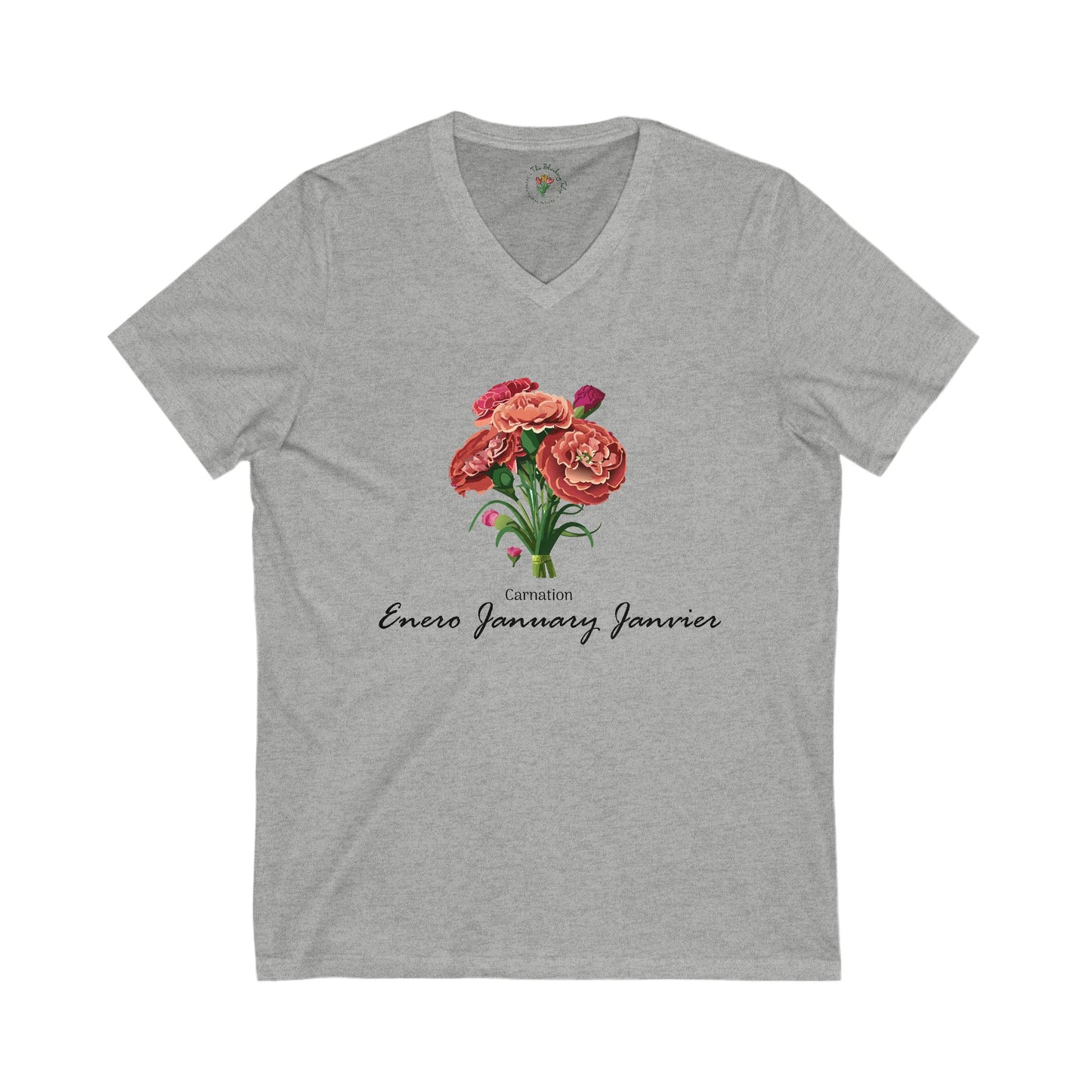 January Carnation Short Sleeve V-Neck Tee