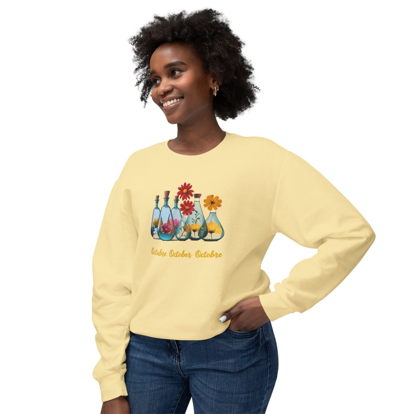 October Inspired Floral Sweatshirt Featuring Cosmos