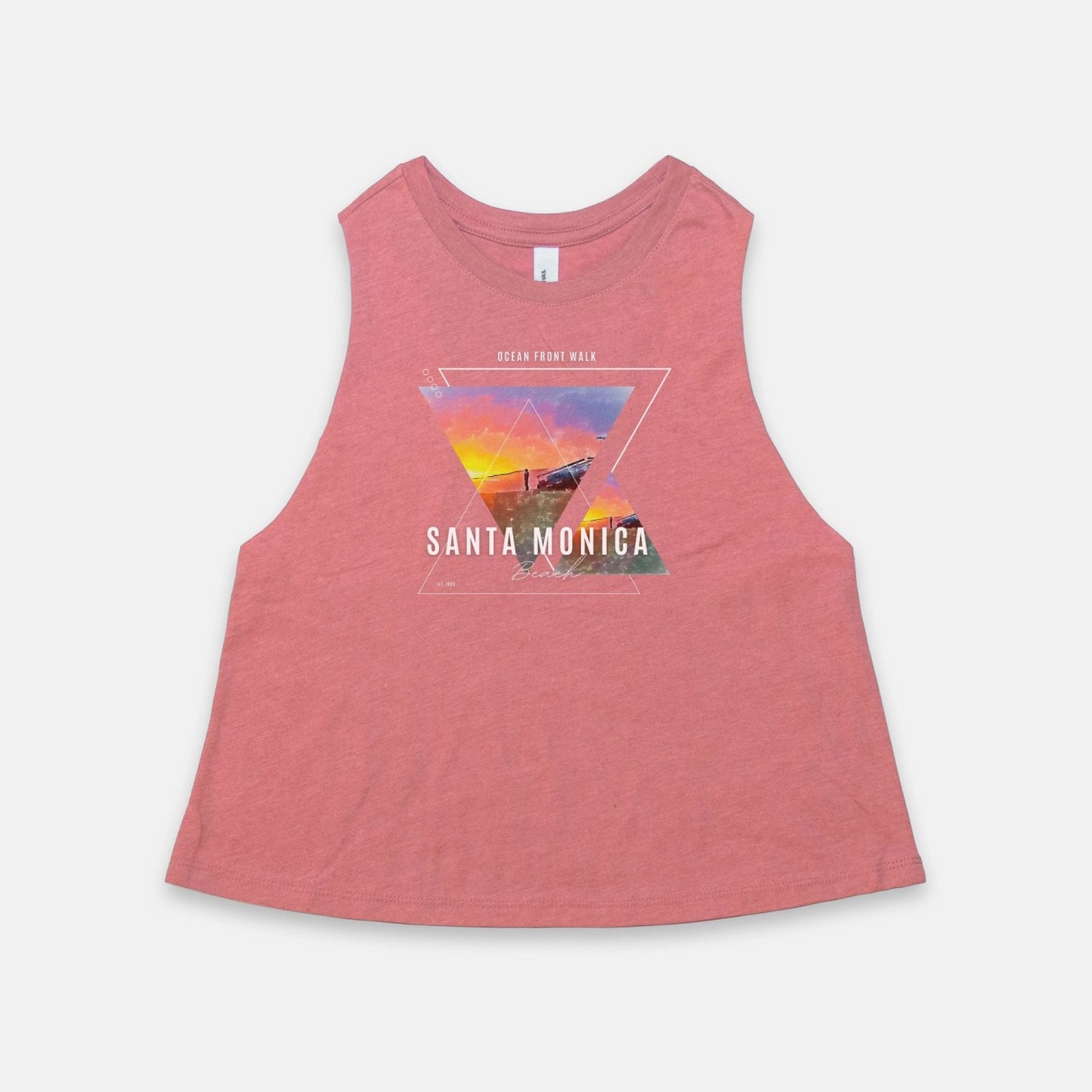 Racerback Cropped Tank Featuring Iconic Beach