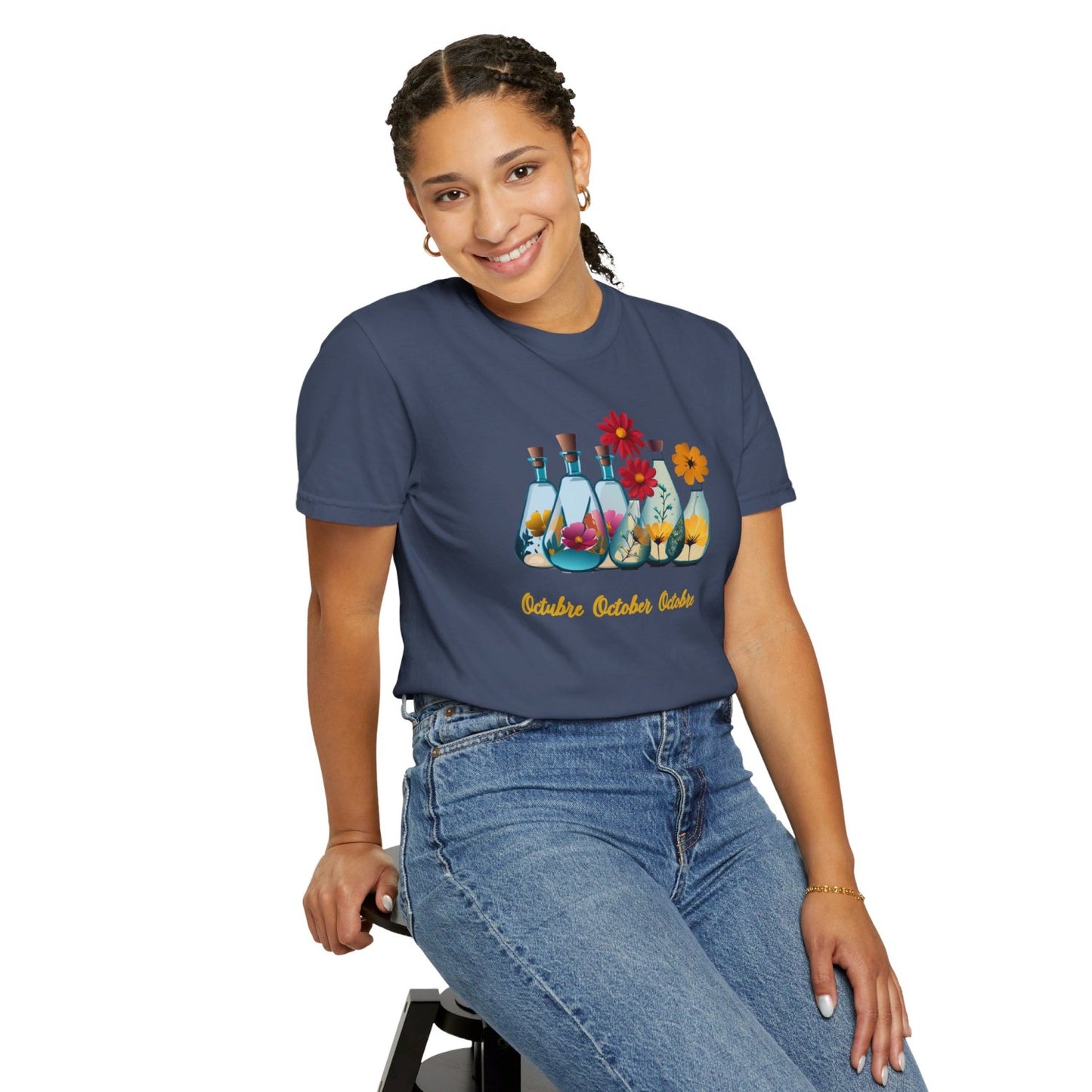 October Inspired Floral T-Shirt Featuring Cosmos