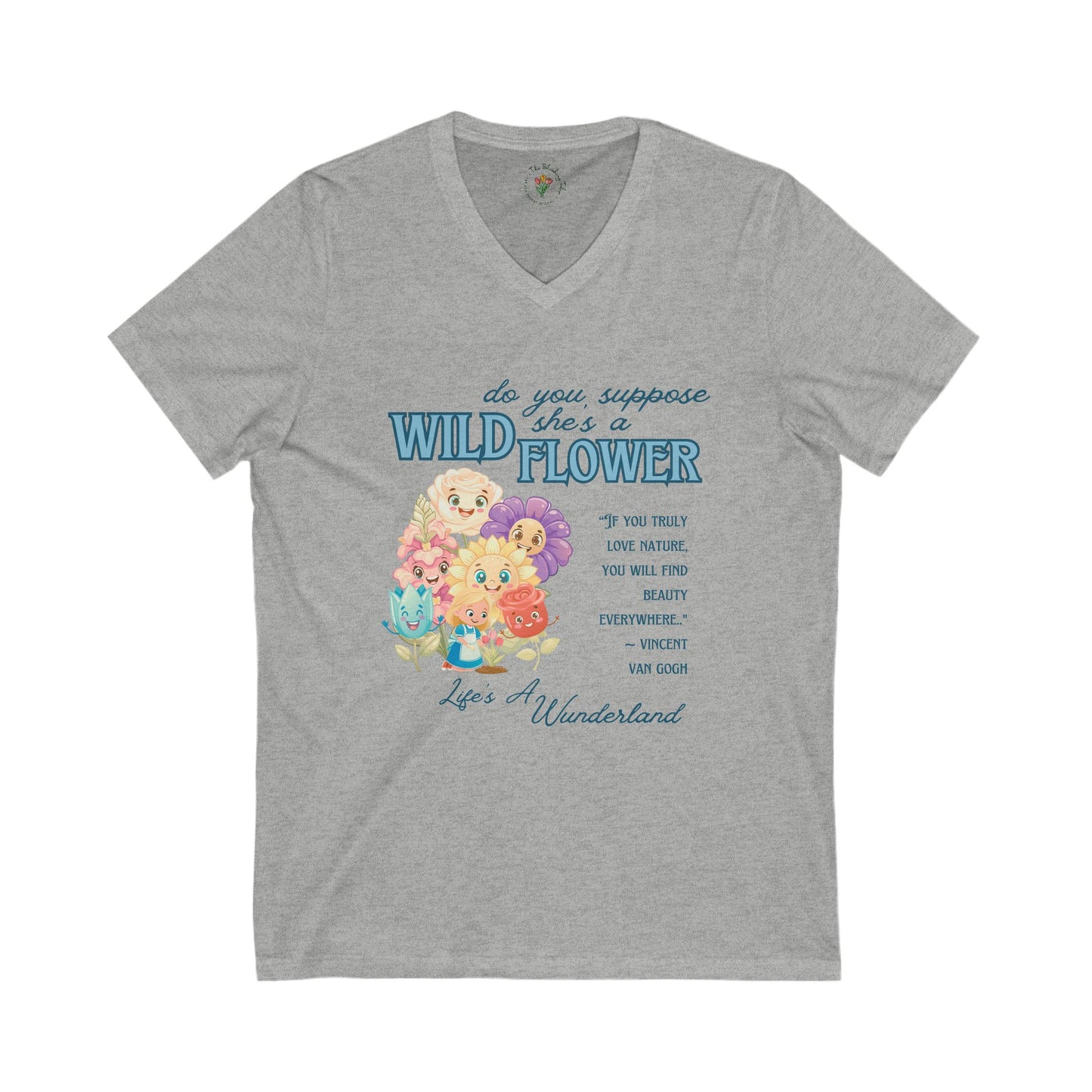 Wildflower Wonderland Inspired V-Neck Tee - Cute Floral Graphic T-Shirt for Nature Lovers