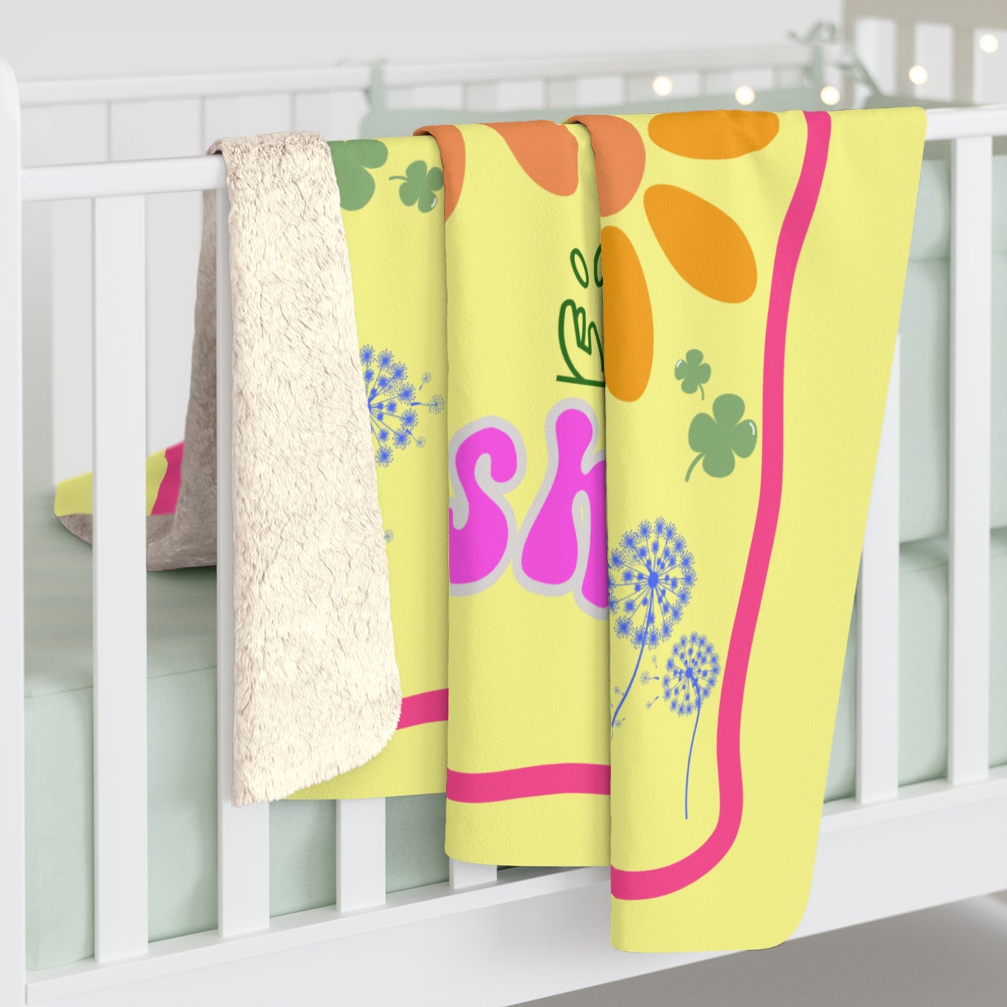 Bohemian Inspired Floral Sherpa Fleece Blanket