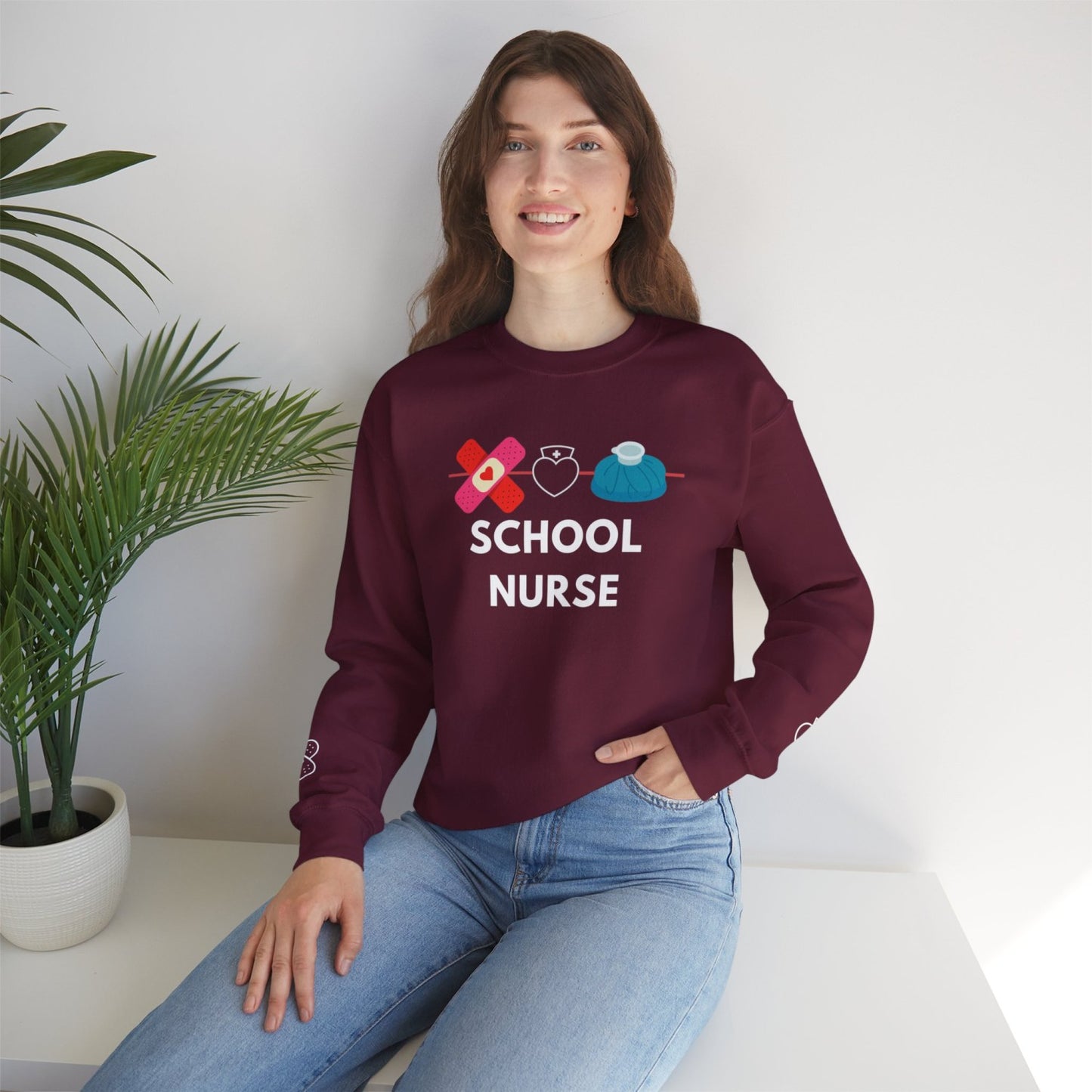 Comfy School Nurse Crewneck Sweatshirt