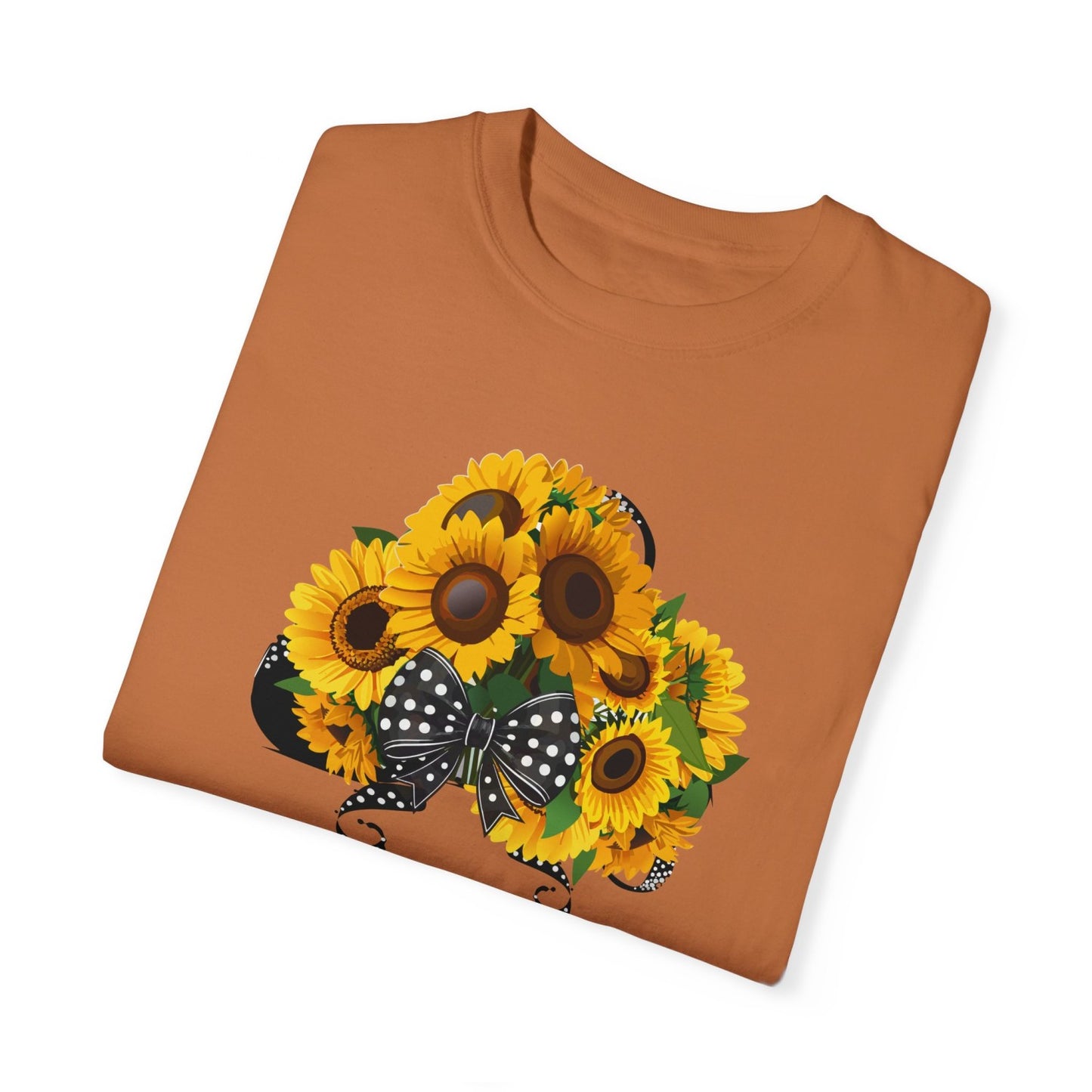 August Inspired Floral T-Shirt Featuring Sunflowers Bouquet