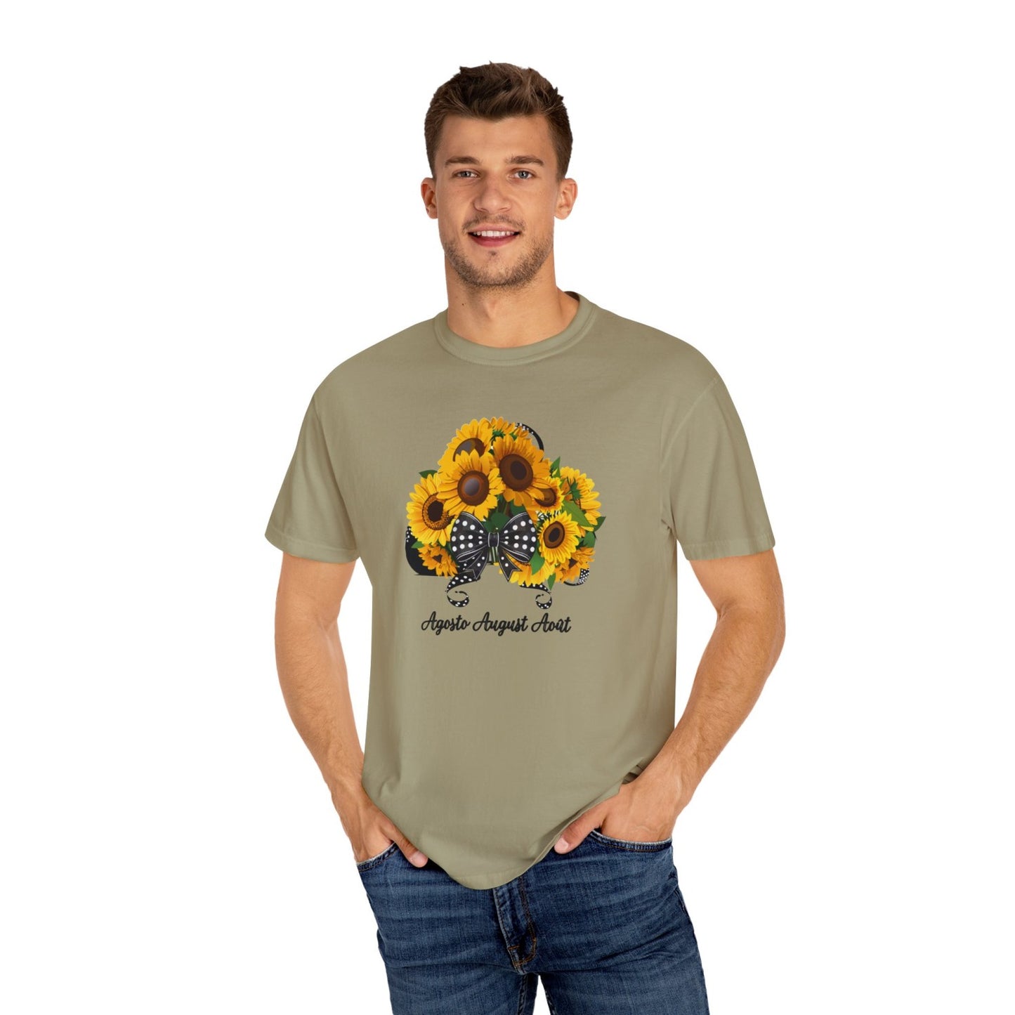 August Inspired Floral T-Shirt Featuring Sunflowers Bouquet