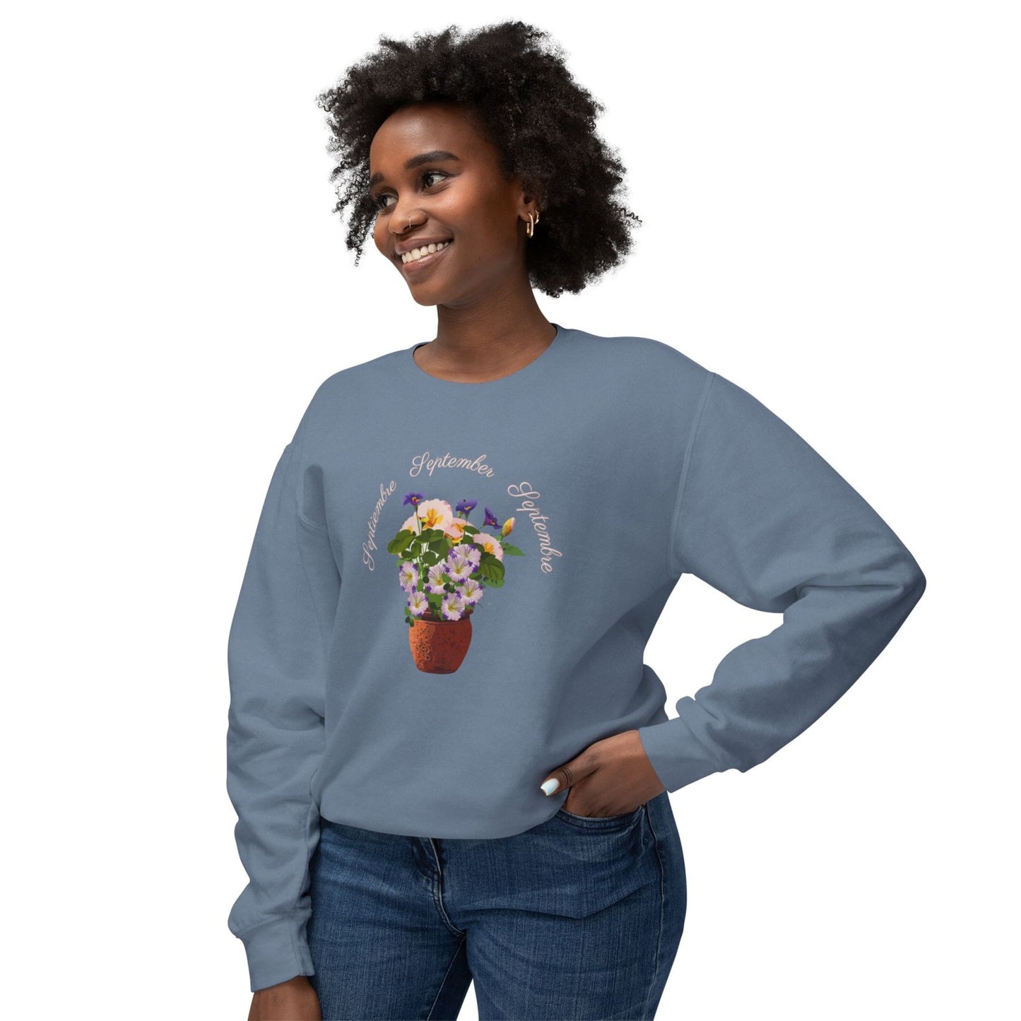 September Inspired Floral Sweatshirt Featuring Morning Glories