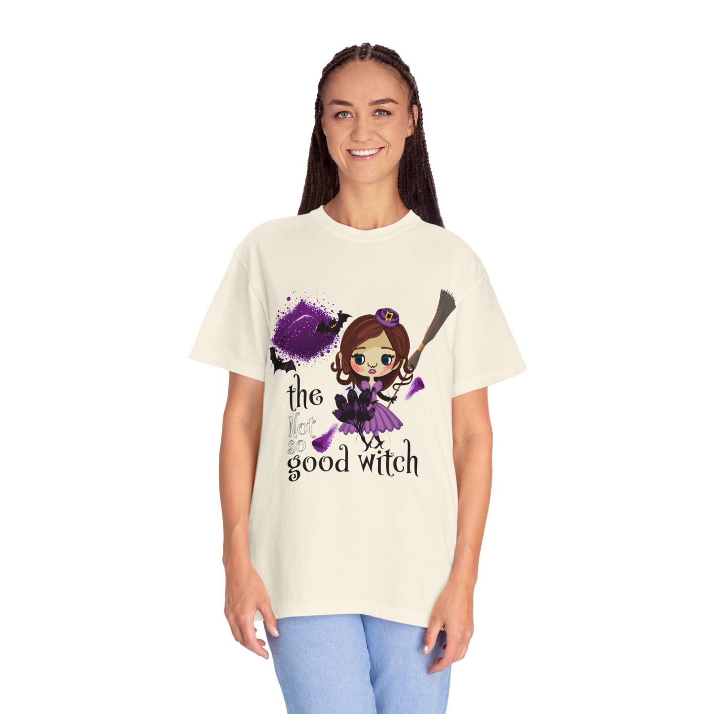 Vintage Inspired Halloween T-Shirt Featuring A Batty Witch