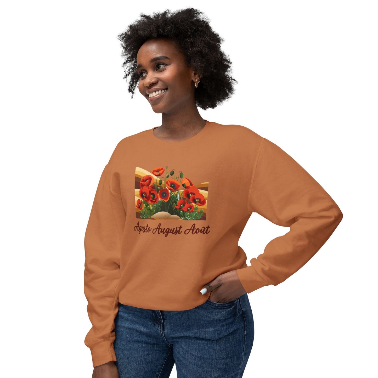 August Inspired Floral Sweatshirt Featuring Poppy Flowers