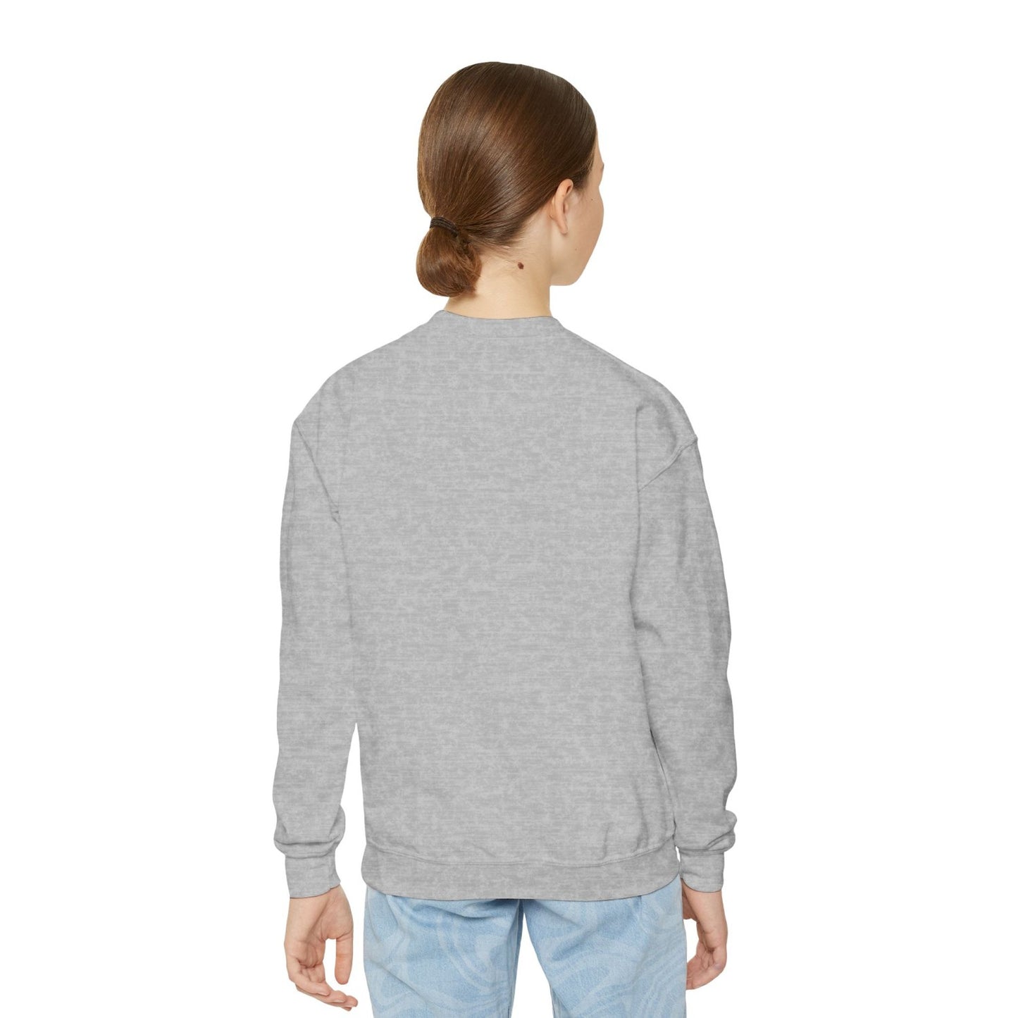 Cozy Youth Crewneck Sweatshirt Featuring High-Five Wizard