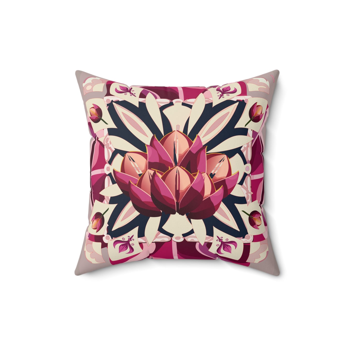 Berry Tulip Faux Suede Square Pillow
