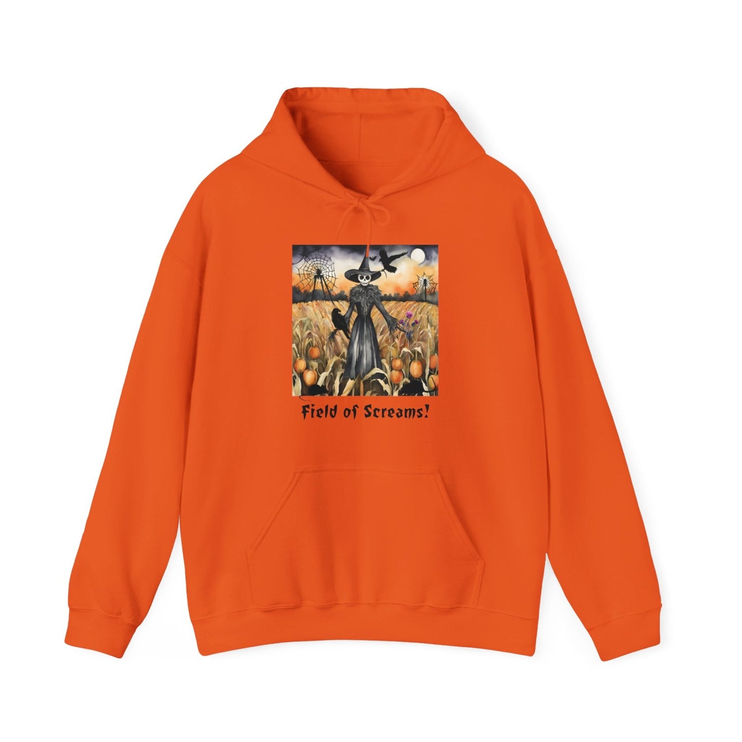 Comfy Halloween Hooded Sweatshirt Featuring Creepy Scarecrow