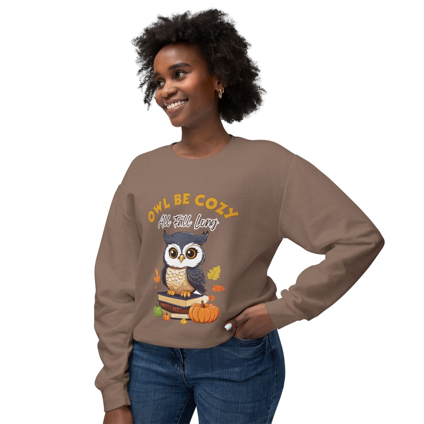 Cozy Fall Inspired Sweatshirt Featuring Smart Owl
