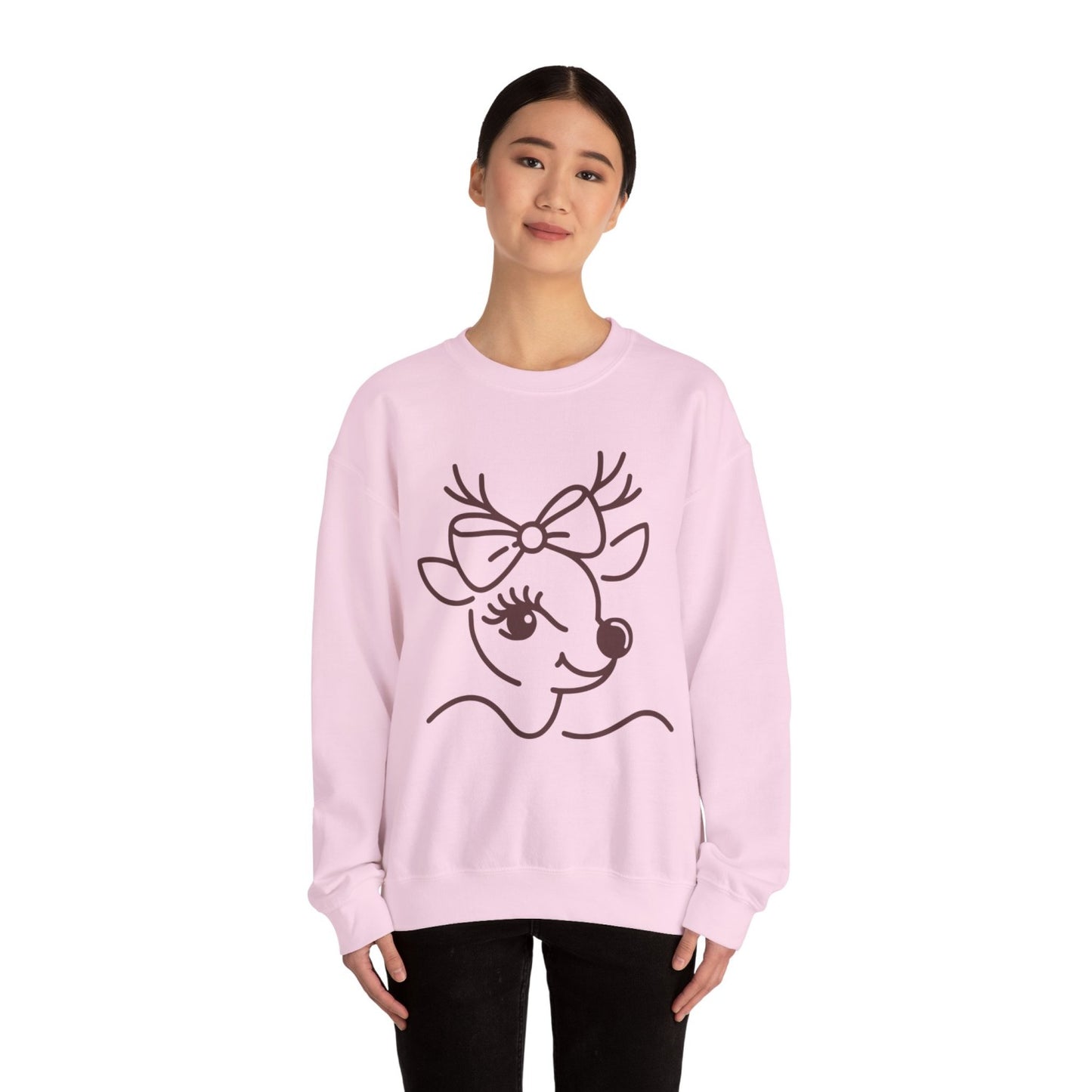 Cozy Coquette Inspired Christmas Reindeer Crewneck Sweatshirt