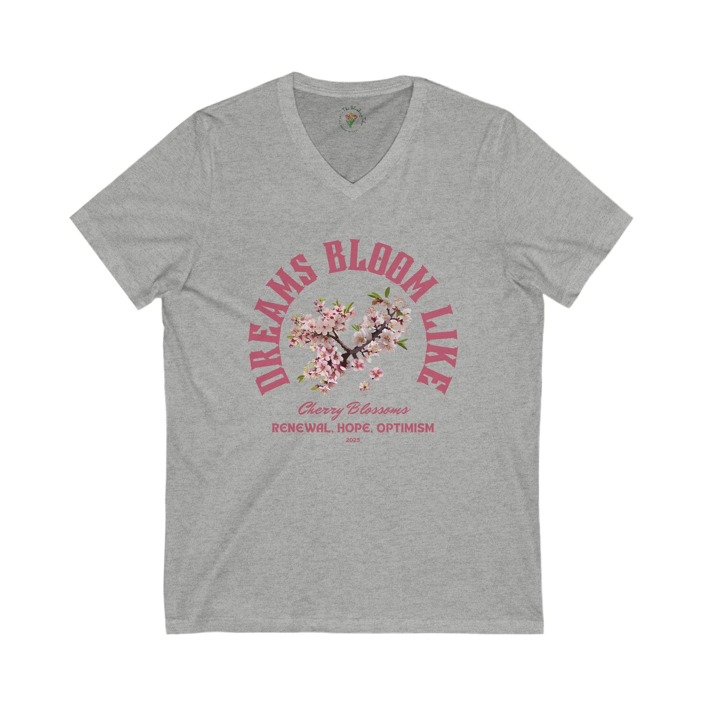 Cherry Blossom V-Neck Tee - Dreams Bloom Like Cherry Blossoms