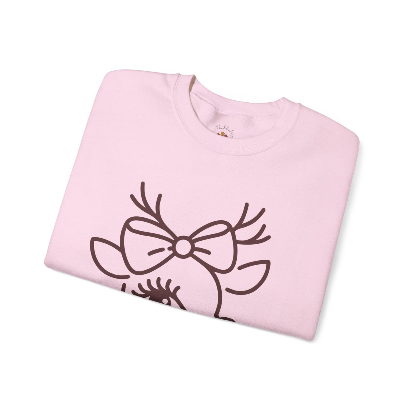 Cozy Coquette Inspired Christmas Reindeer Crewneck Sweatshirt